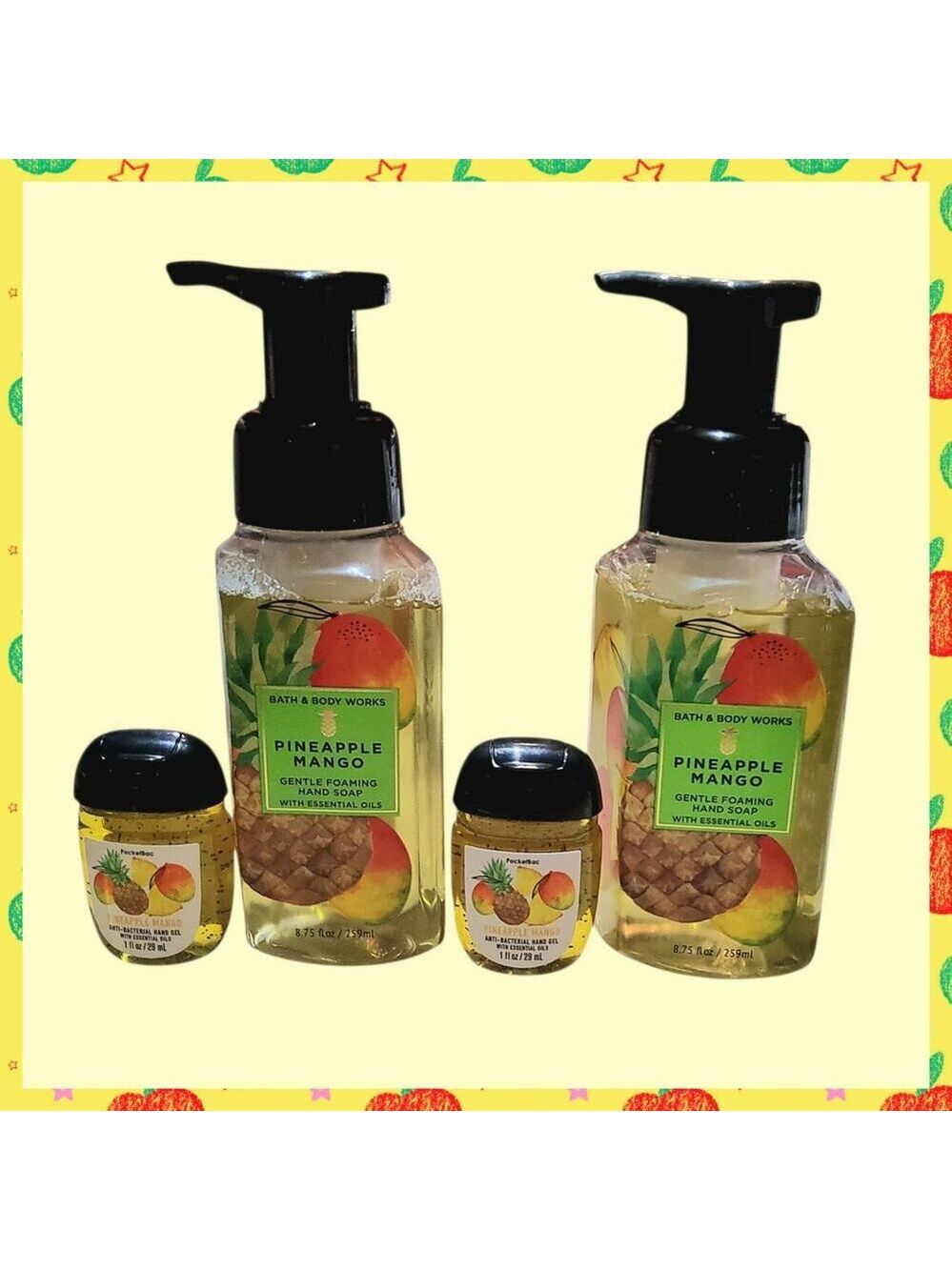 PINEAPPLE MANGO FOAMING HAND SOAP & HAND SANITIZER 4-PIECE BY BATH & BODY WORKS